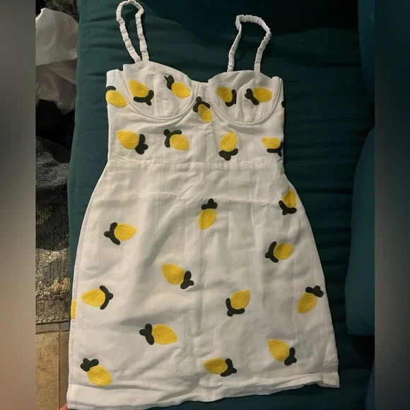 NWT Red Carter white lemon bustier dress Bloomingdale’s size M - Picture 6 of 8